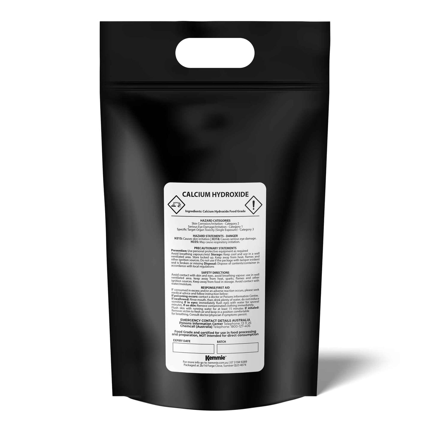 Hlpmedical Kemmie 10kg calcium hydroxide powder, food grade pickling lime, suitable for health and nutrition applications.