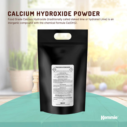 Hlpmedical Kemmie bulk 10kg calcium hydroxide powder, food grade pickling lime, used in health, nutrition, and food preparation.