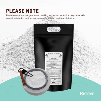 Hlpmedical Kemmie 10kg calcium hydroxide powder, food grade pickling lime, used in nutrition and health supplements.
