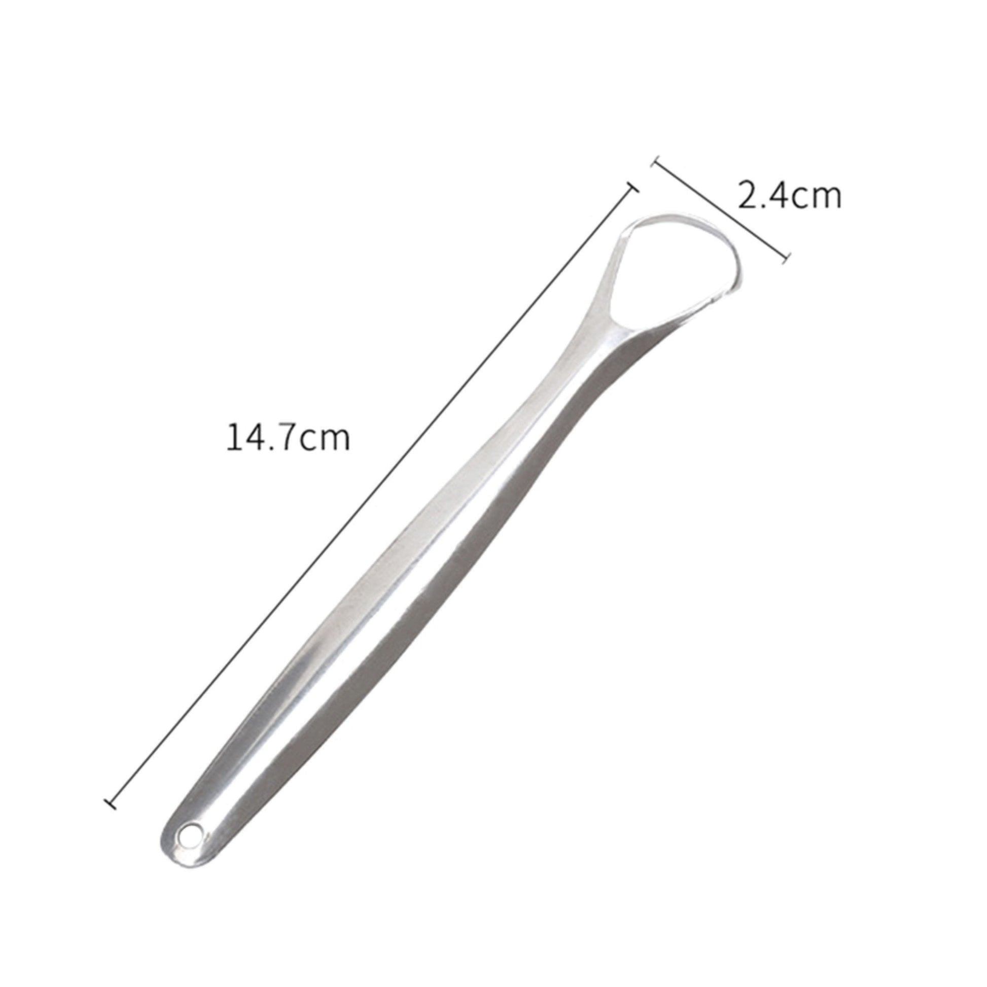 Hlpmedical stainless steel tongue scraper for oral hygiene, reducing bad breath with a durable metal tool for personal care.