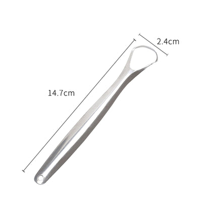 Hlpmedical stainless steel tongue scraper for oral hygiene, reducing bad breath with a durable metal tool for personal care.
