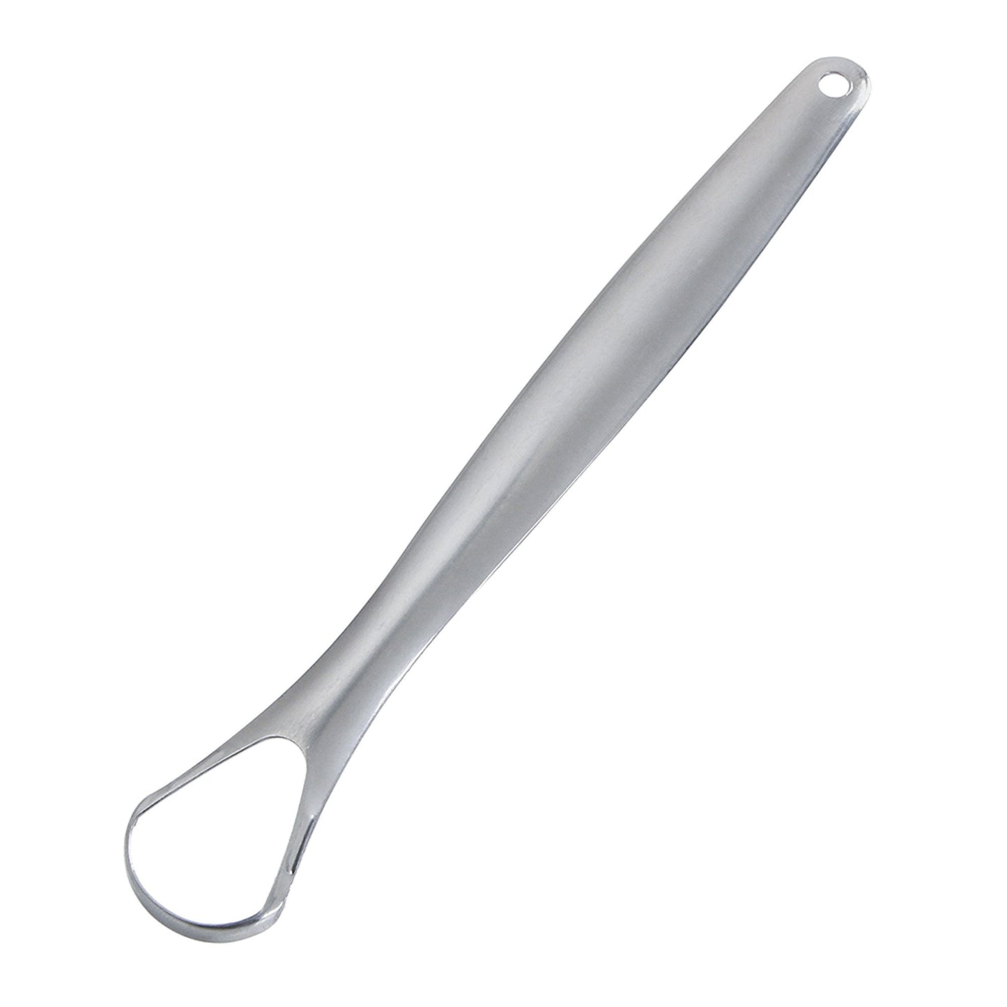 Hlpmedical stainless steel tongue scraper for oral hygiene, reducing bad breath with a durable metal tool for personal care.
