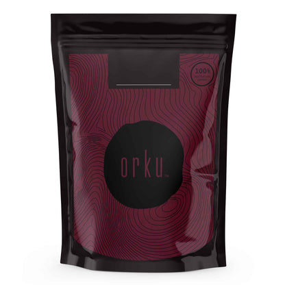 Organic Orku beetroot powder by Hlpmedical in a 100g package, showcasing vibrant red beetroot powder for health and nutrition.