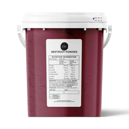 Hlpmedical Orku 800g organic beetroot powder container with label, showcasing pure beta vulgaris beet root supplement for health use