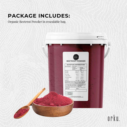 Organic Orku 800g beetroot powder by Hlpmedical, pure beta vulgaris root supplement for health and nutrition.