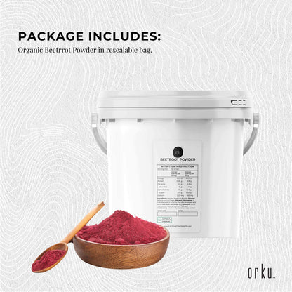 Orku 3kg organic beetroot powder by Hlpmedical, fresh pure beet root powder with vibrant red color and fine powder texture.
