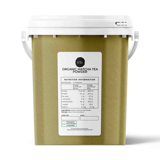 600g organic Matcha powder tub from Hlpmedical, vibrant green tea leaves for health, nutrition, and antioxidant benefits.