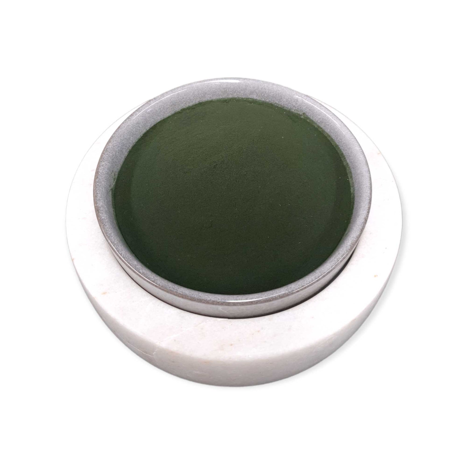 Organic spirulina powder in a 50g package, pure Arthrospira platensis algae supplement for health and nutrition.