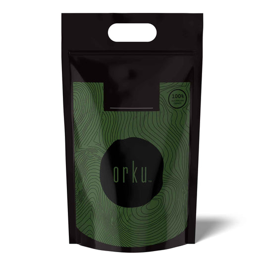 Organic spirulina powder in a clear jar, vibrant green algae supplement from Hlpmedical for health and nutrition.
