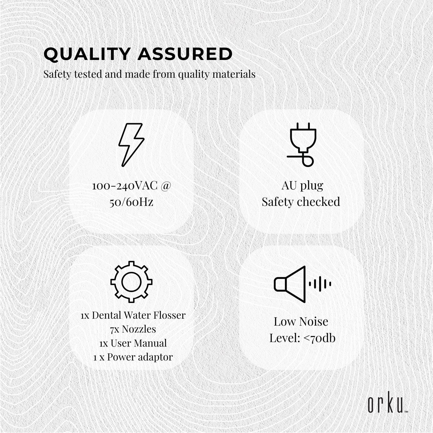 Hlpmedical Orku 1000ml electric water flosser in white with adjustable pressure for oral and dental care.
