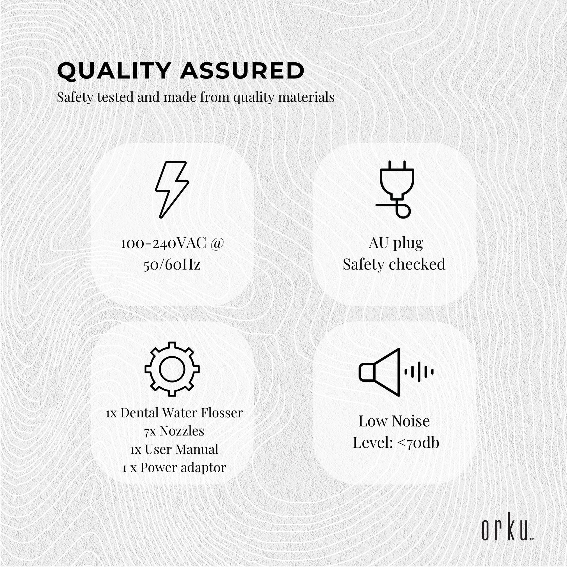 Hlpmedical Orku 1000ml electric water flosser in white with adjustable pressure for oral and dental care.