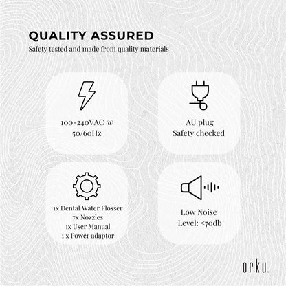 Hlpmedical Orku 1000ml electric water flosser in white with adjustable pressure for oral and dental care.