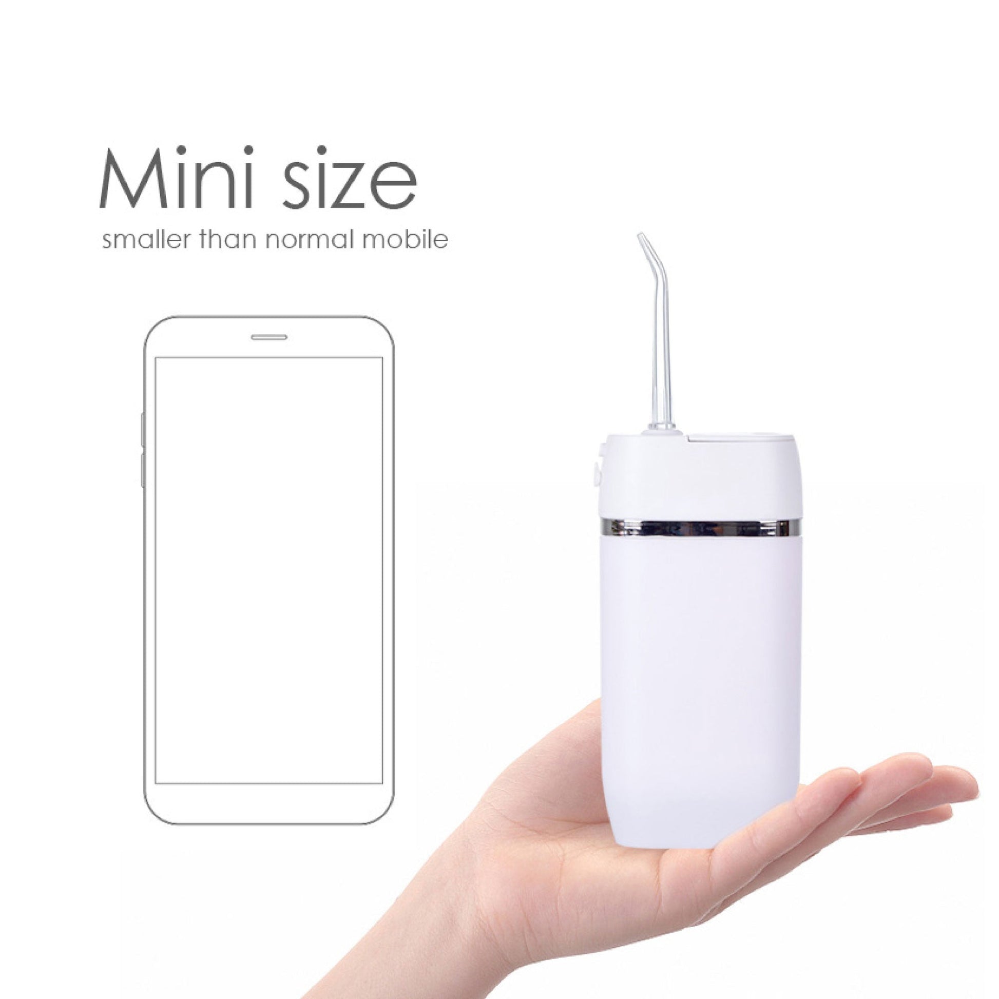 White Hlpmedical mini water flosser, rechargeable cordless oral irrigator for travel, compact personal dental care device