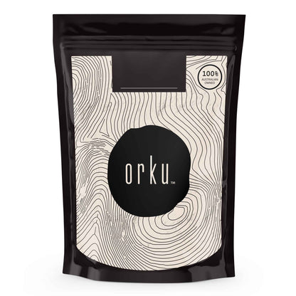Hlpmedical Orku 400g vanilla whey protein isolate powder bag, sports nutrition supplement with smooth vanilla flavor.
