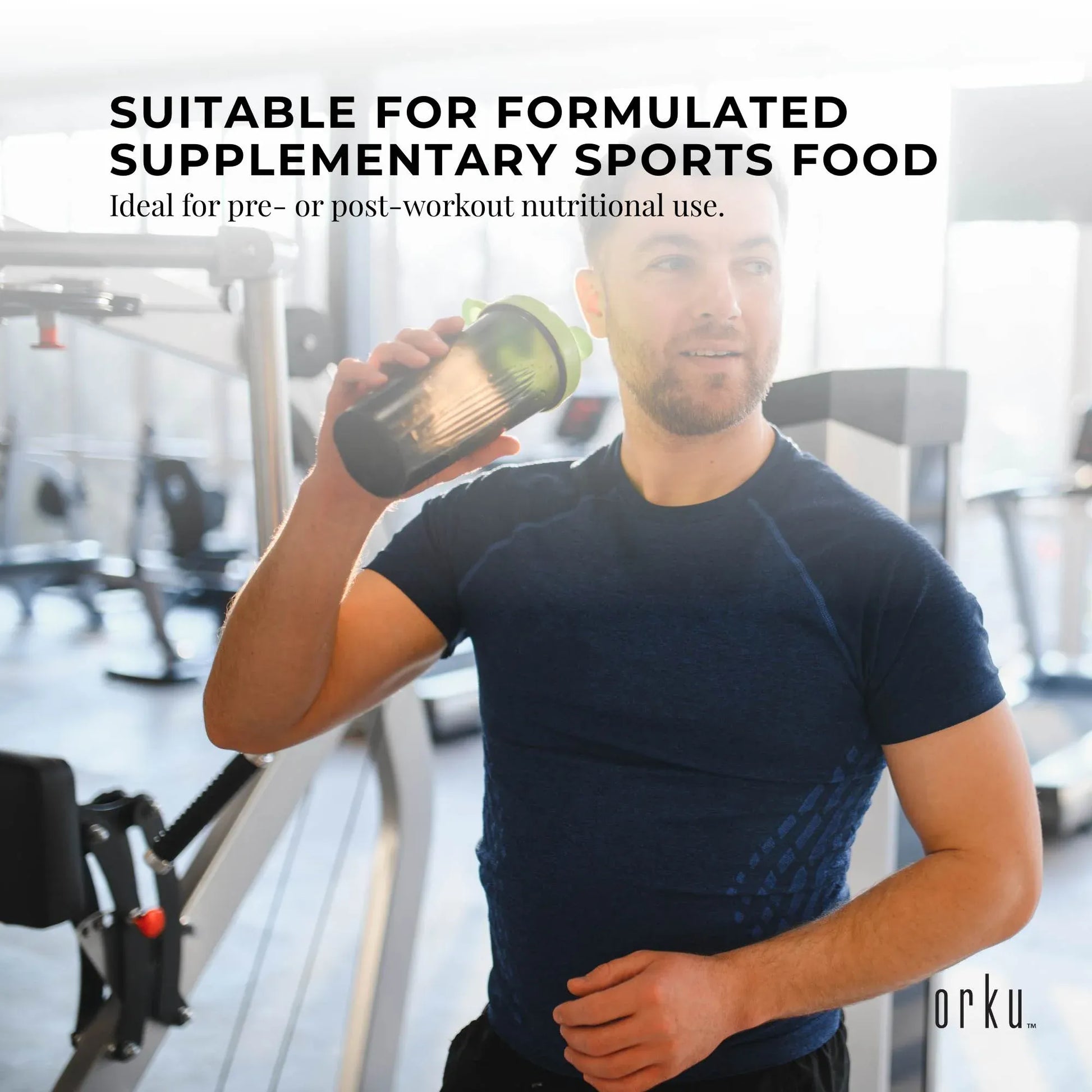 Hlpmedical Orku 2kg Creatine Monohydrate powder in a container, micronized for easy mixing, 99.9% purity, used for muscle support.