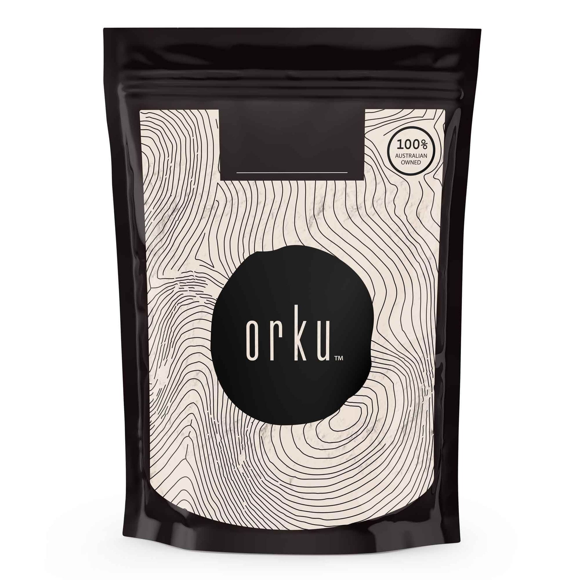 Unflavored Orku 400g WPI Whey Protein Isolate powder in native bag, suitable for health and nutrition supplements.