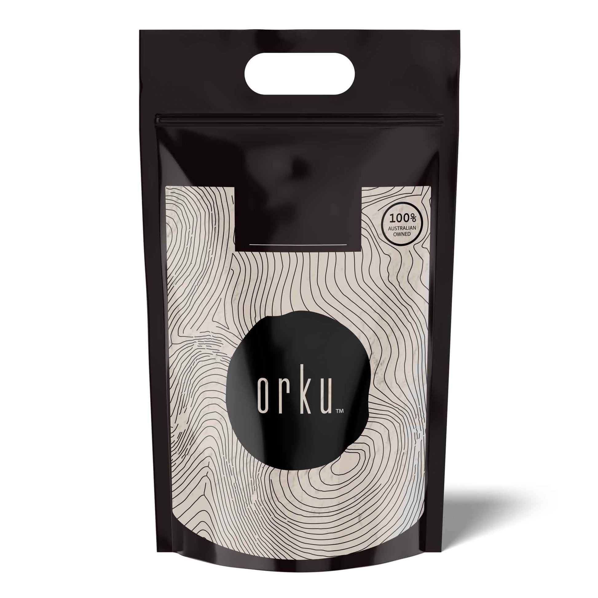 Unflavored Orku 10kg WPI Whey Protein Isolate powder in native bulk bag, ideal for health and fitness nutrition.