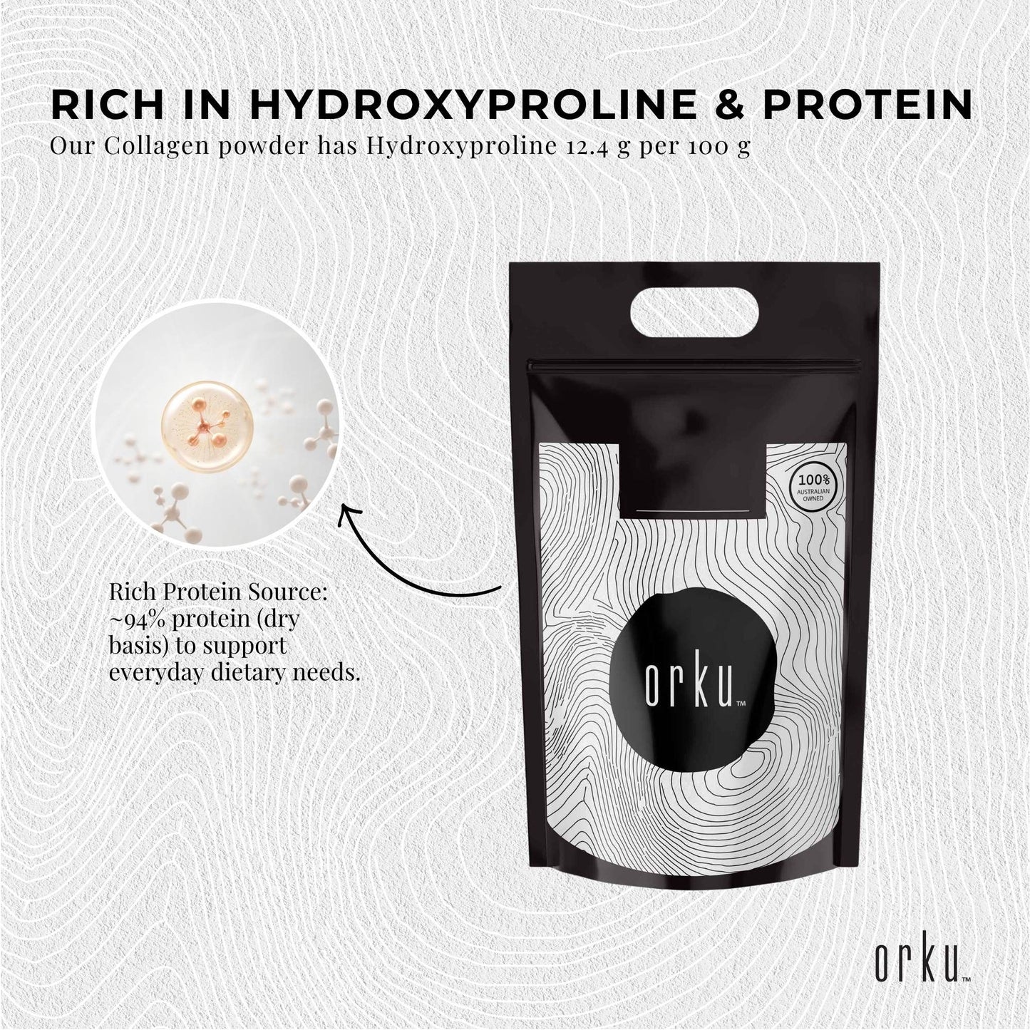 Hlpmedical Orku 10kg bovine collagen peptides powder, unflavoured hydrolyzed protein supplement for health and beauty.