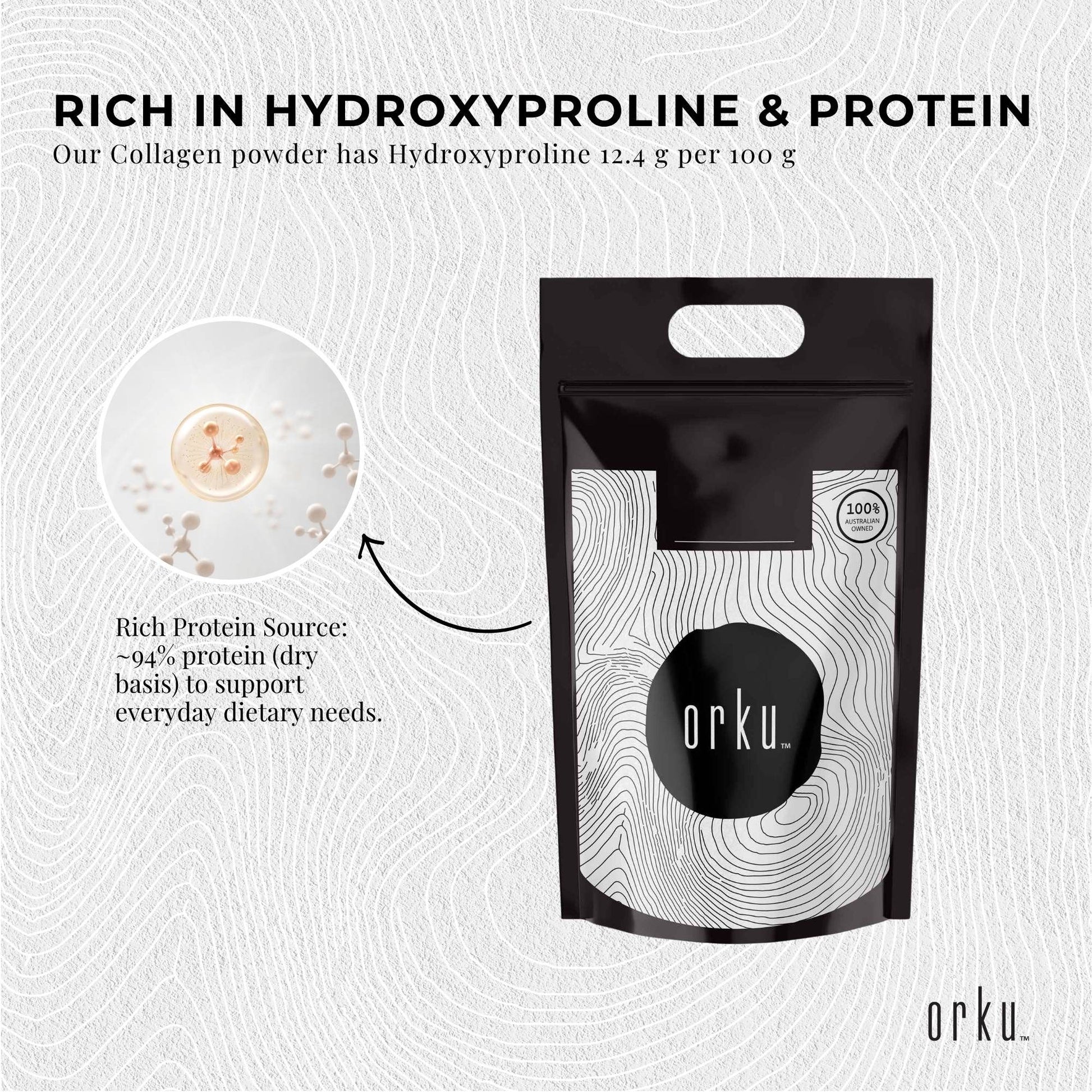 Hlpmedical Orku 20kg bovine collagen peptides powder, unflavoured hydrolysed protein for health and beauty supplement use