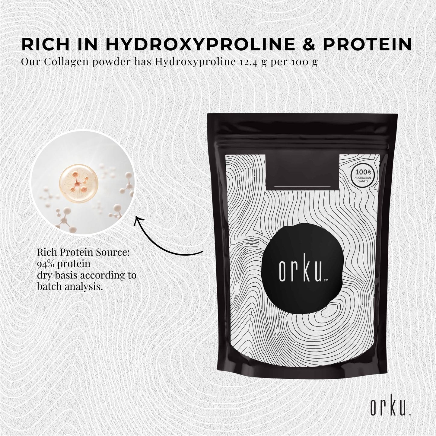 Hlpmedical Orku 2.5kg bovine collagen peptides powder tub, hydrolyzed protein supplement for health and beauty nutrition