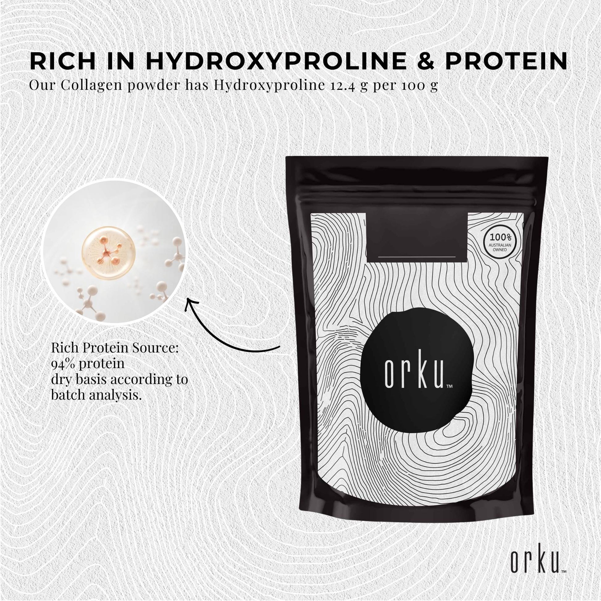 Hlpmedical Orku 2.5kg bovine collagen peptides powder tub, hydrolyzed protein supplement for health and beauty nutrition