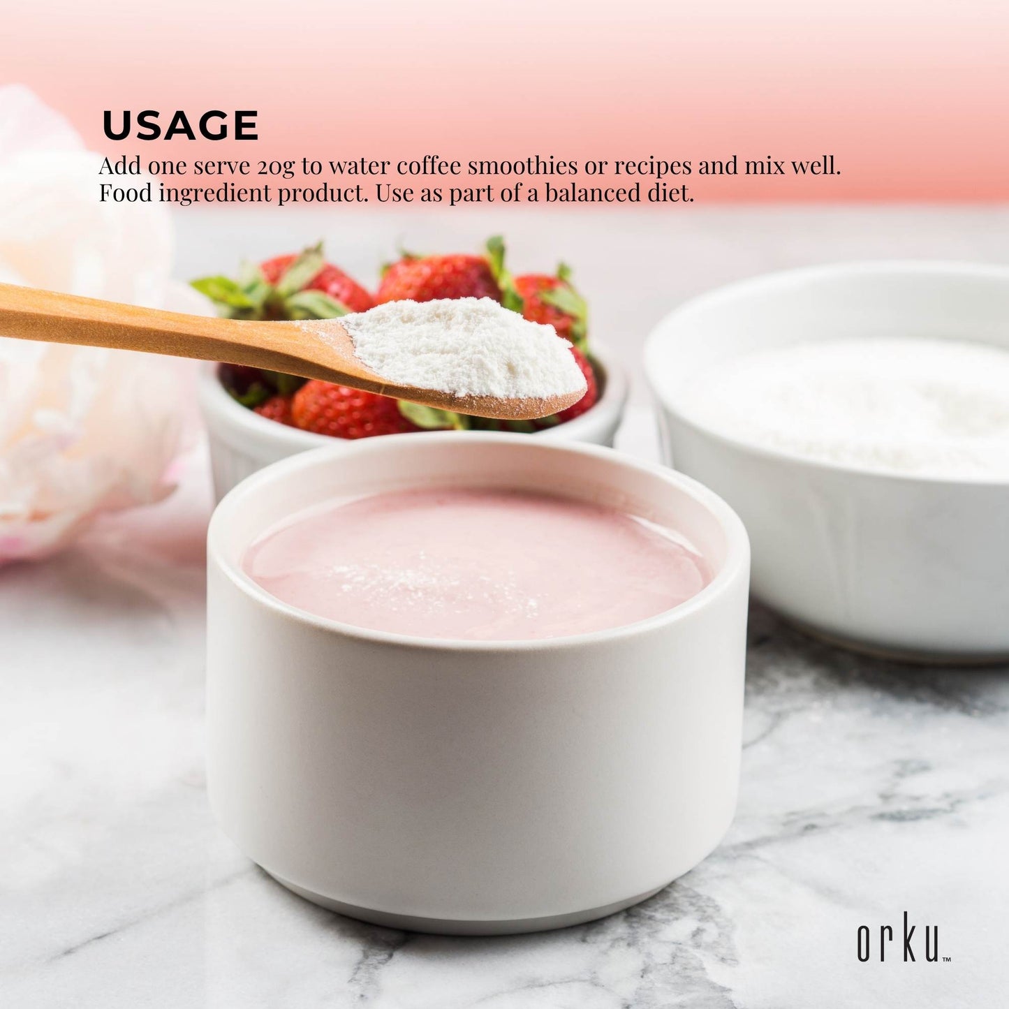 Hlpmedical Orku 2.5kg bovine collagen peptides powder tub, hydrolysed protein supplement for health and beauty nutrition.