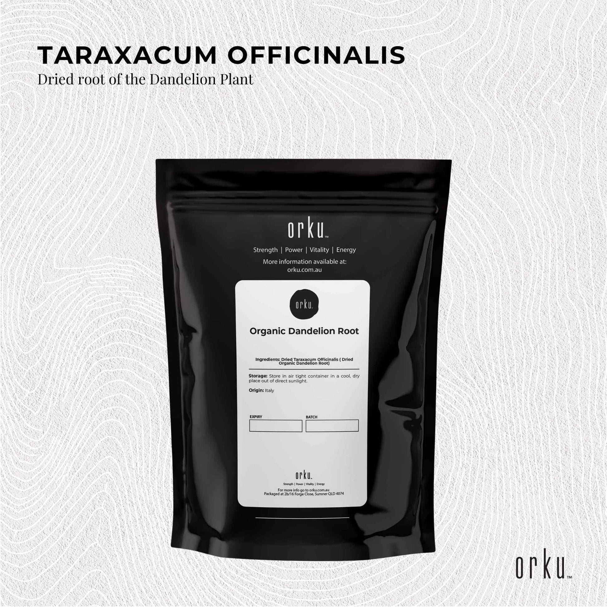 Dried organic dandelion root in a jar, herbal tea supplement from Hlpmedical, suitable for brewing or culinary use.