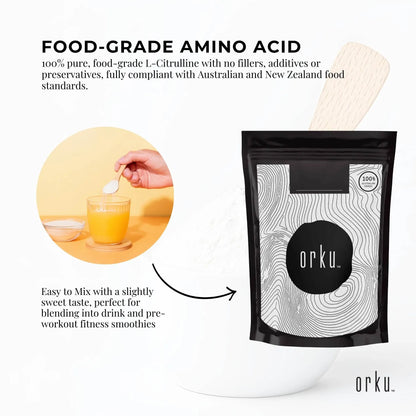 Hlpmedical Orku 2kg L-Citrulline powder bucket, pure food-grade amino acid supplement for sports and health nutrition.