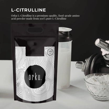 Hlpmedical Orku 10kg L-Citrulline powder bucket showing pure amino acid supplement in a large container for sports nutrition