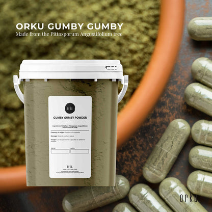 600g Gumby Gumby Pure Powder tub by Hlpmedical, Aboriginal Pittosporum Angustifolum supplement for health and wellness.