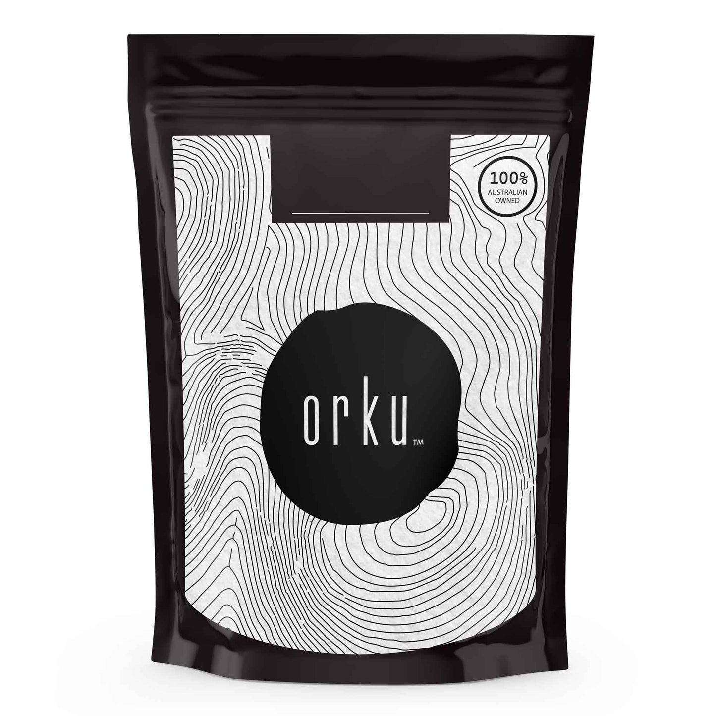 Hlpmedical Orku 100g Myo Inositol powder in a clear container, unflavored, high purity USP grade supplement for health and wellness.