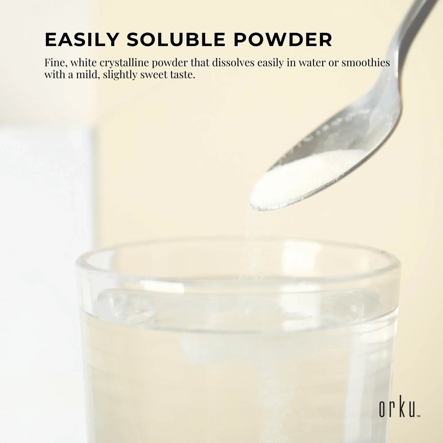 Hlpmedical Orku 100g USP Grade Myo Inositol powder in a clear container, unflavored dietary supplement for health and wellness.