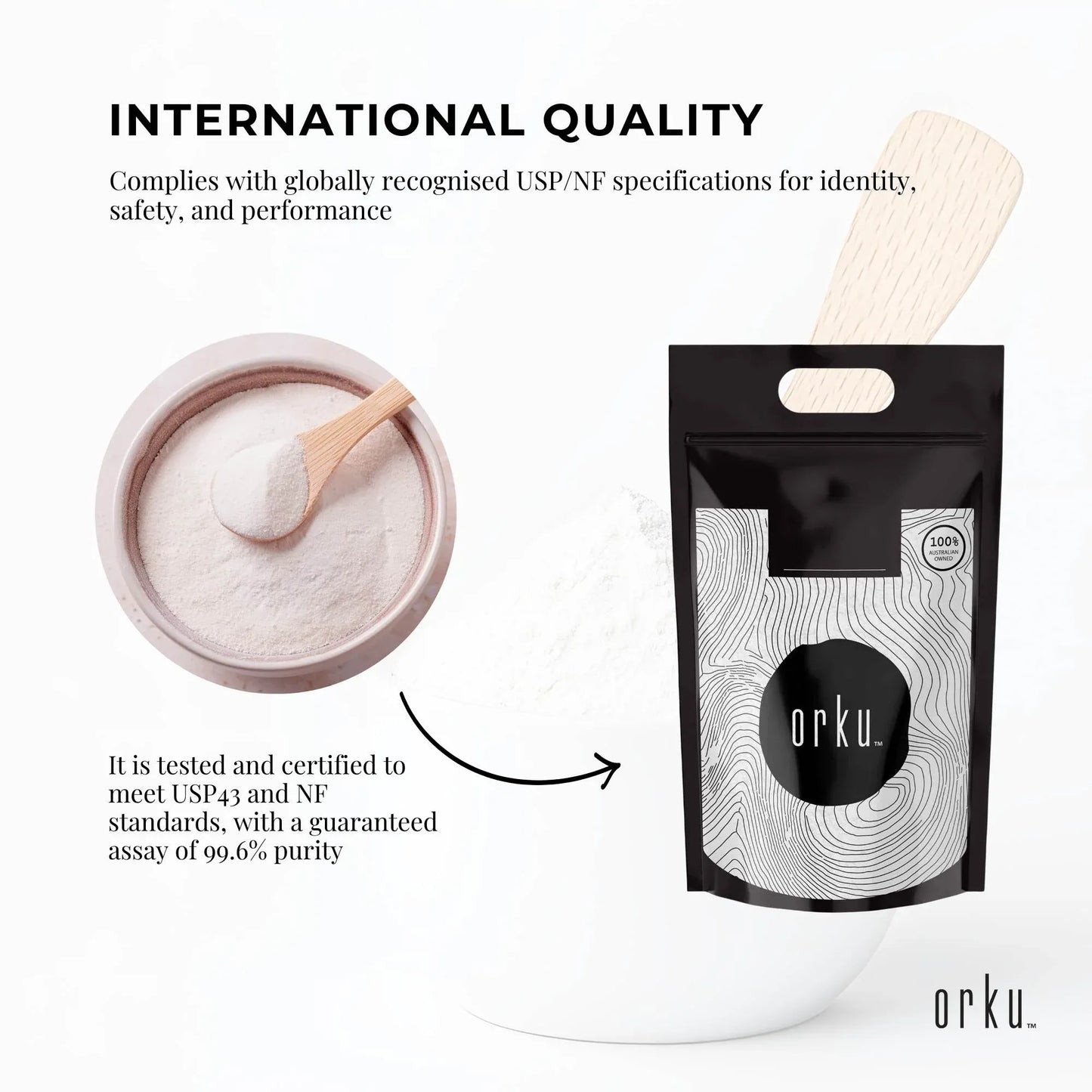 Hlpmedical Orku 5kg Myo Inositol powder, USP grade, high purity, unflavored dietary supplement for health and wellness.