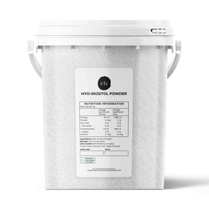 Hlpmedical Orku 800g Myo Inositol powder tub, USP grade, high purity, unflavored dietary supplement for health and wellness.