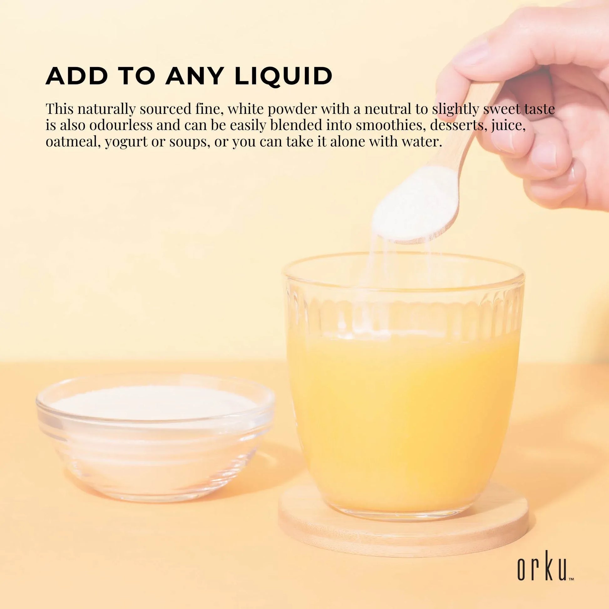 Hlpmedical Orku 400g chicory root inulin powder in a clear container, unflavored dietary supplement for health and nutrition.