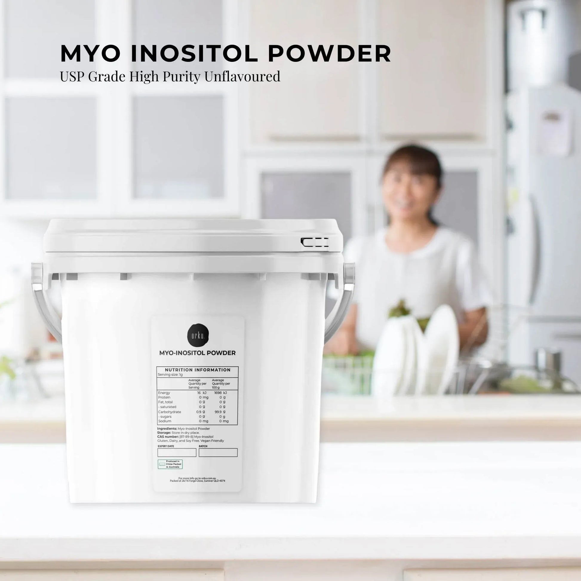 Hlpmedical Orku 3.5kg USP grade Myo Inositol powder tub, high purity, unflavoured supplement for health and wellness.