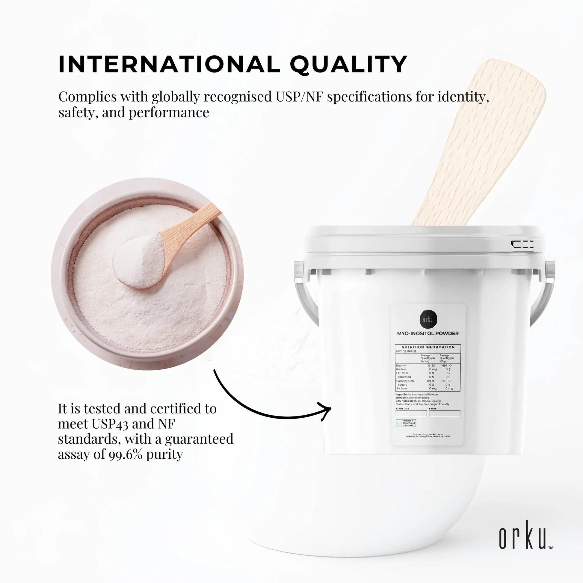 Hlpmedical Orku 3.5kg USP grade myo inositol powder tub in unflavoured, high purity supplement for health and wellness.