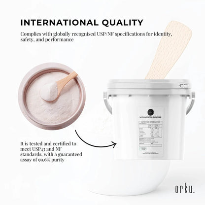 Hlpmedical Orku 3.5kg USP grade myo inositol powder tub in unflavoured, high purity supplement for health and wellness.