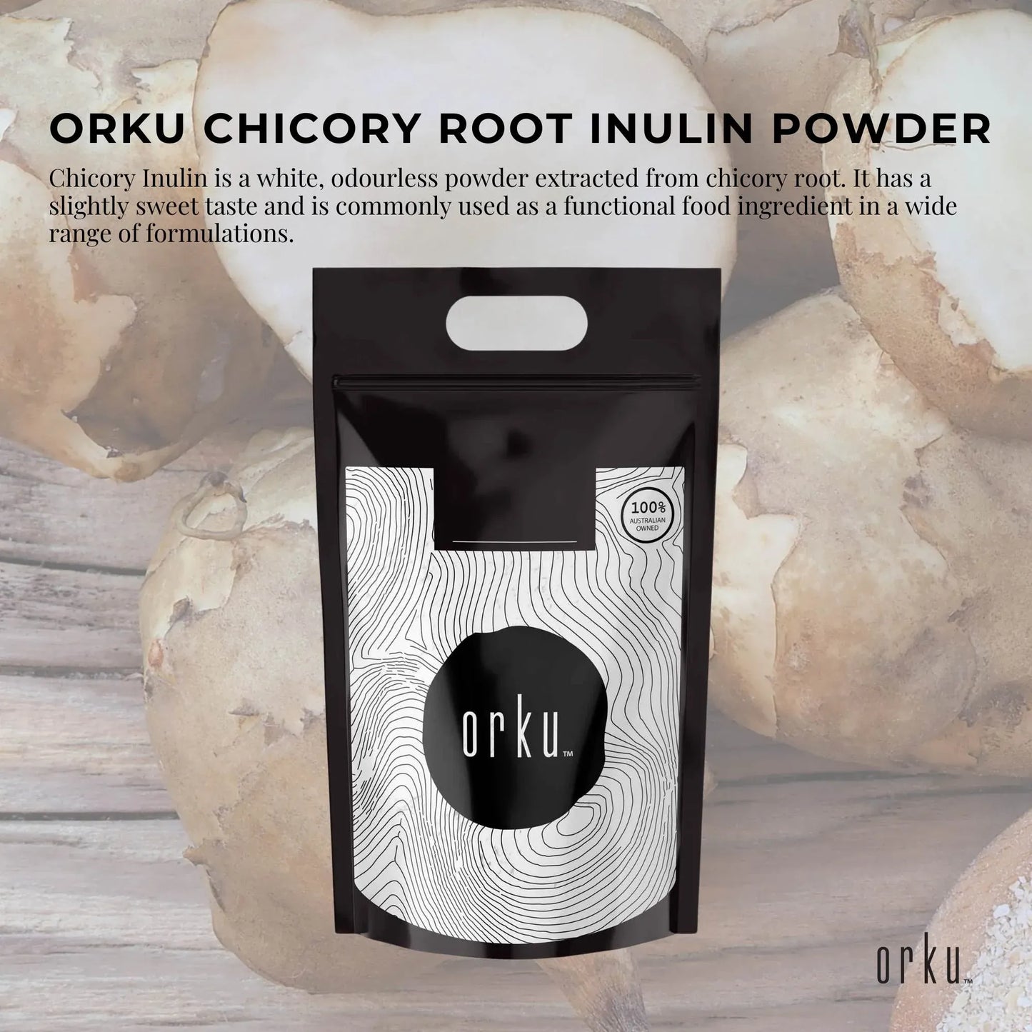 Hlpmedical Orku 5kg chicory root inulin powder, unflavored dietary supplement for healthy digestion and nutrition.