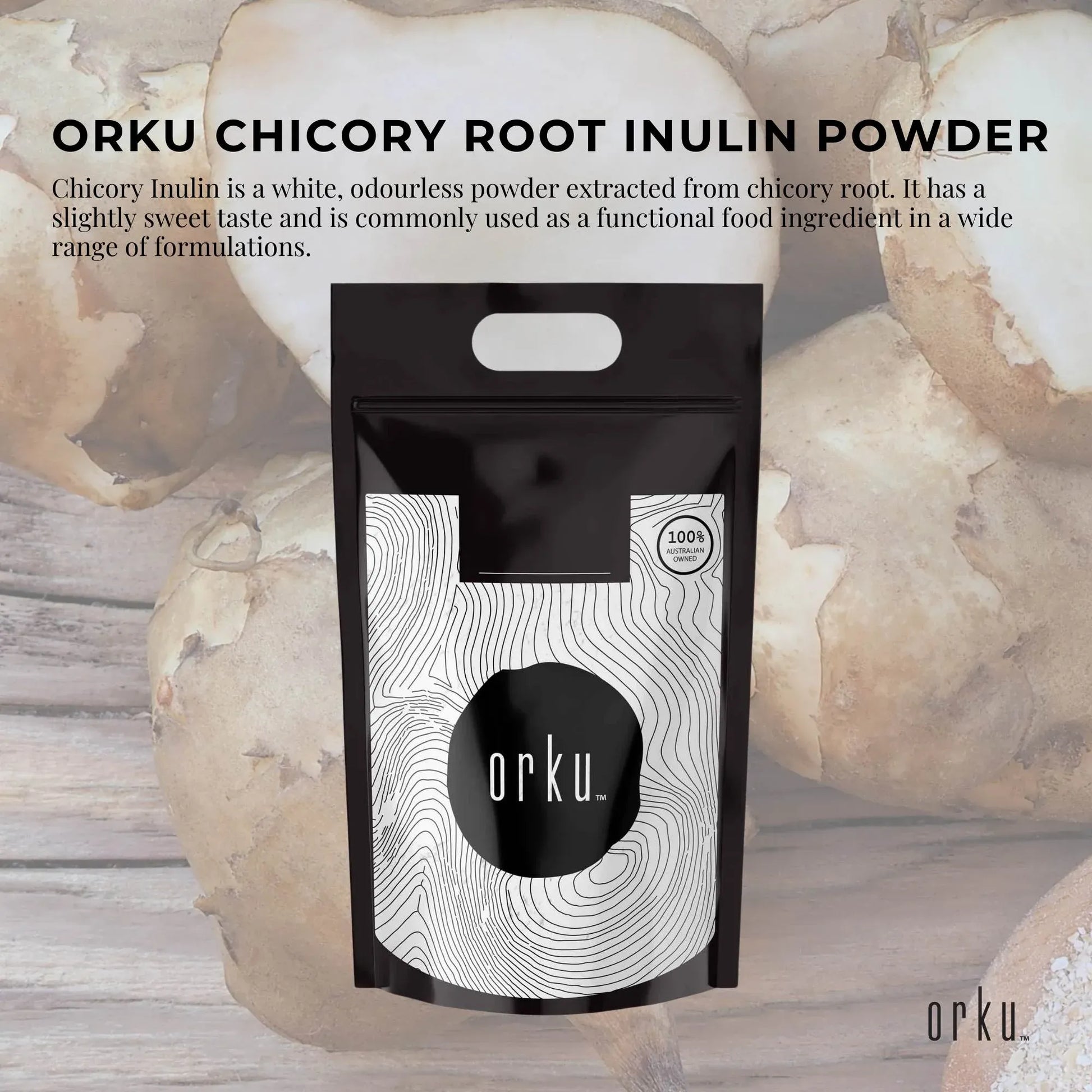 Hlpmedical Orku 10kg chicory root inulin powder, unflavored dietary supplement for healthy digestion and nutrition.