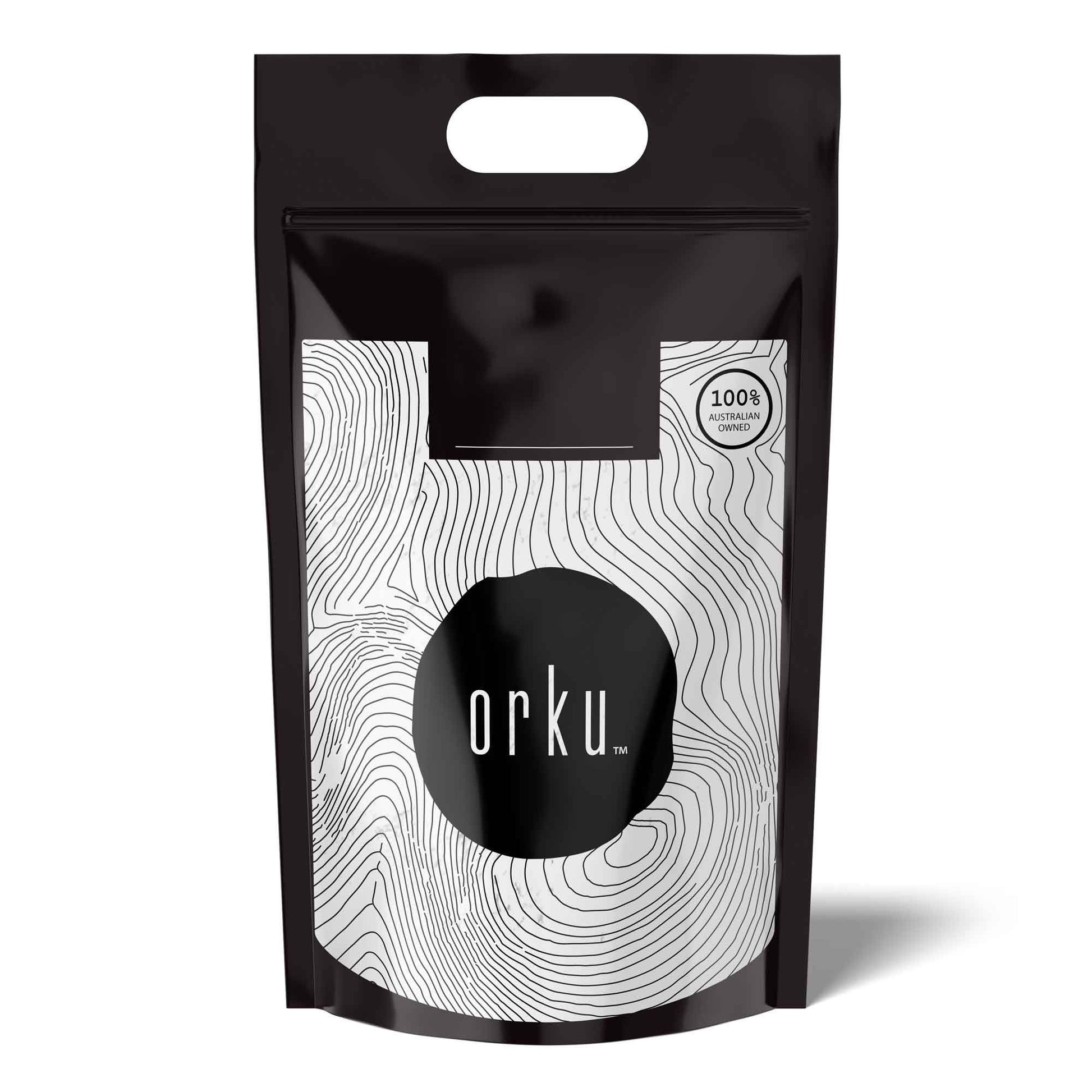 Orku 20kg chicory root inulin powder, unflavored dietary supplement for health and digestive support, shown in a bulk package.