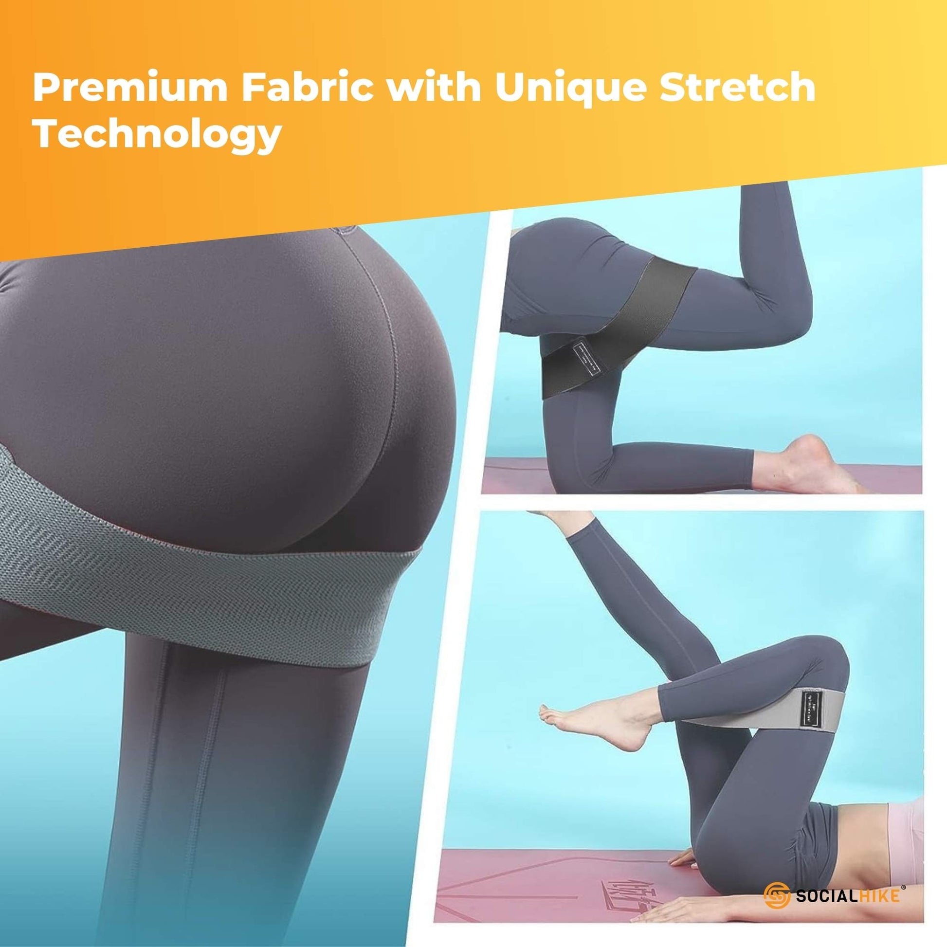 Hlpmedical 3-pack resistance hip bands set with stretch loops for glute and booty workouts, ideal for gym and yoga exercises