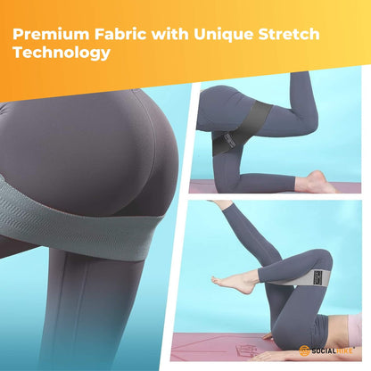 Hlpmedical 3-pack resistance hip bands set with stretch loops for glute and booty workouts, ideal for gym and yoga exercises