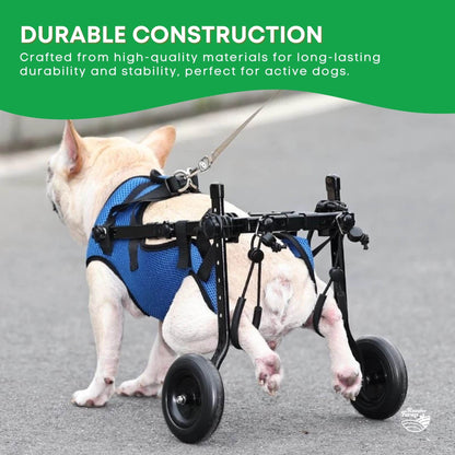 Hlpmedical Rooster Farms Little Dog Wheelchair with adjustable harness and back leg support for medium-sized dogs.