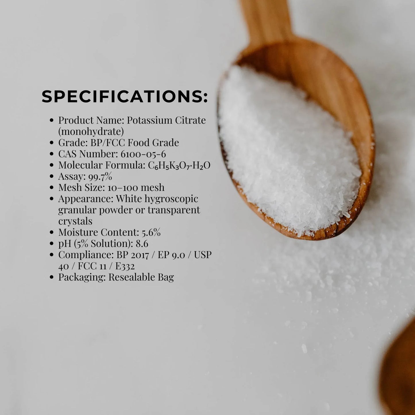Hlpmedical Orku 5kg potassium citrate food grade granular tub, suitable for dietary supplements and food additive use