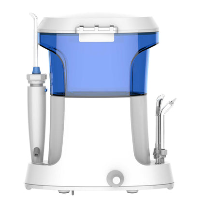 Hlpmedical 600ml electric water flosser for oral care, showing a compact teeth irrigator with water reservoir and nozzle attachment.