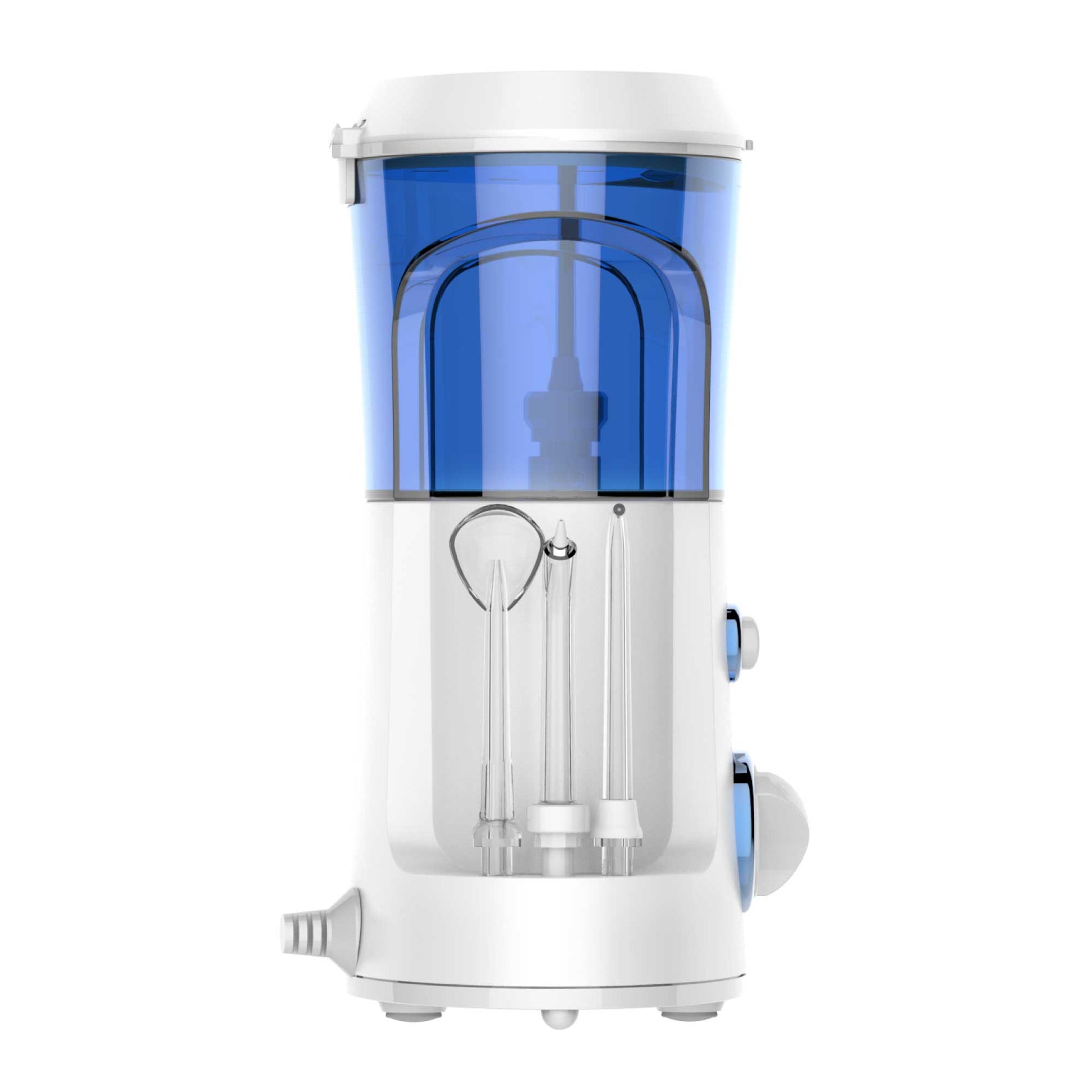 Hlpmedical 600ml electric dental water flosser for oral care, showing the compact irrigator device and water reservoir in use.