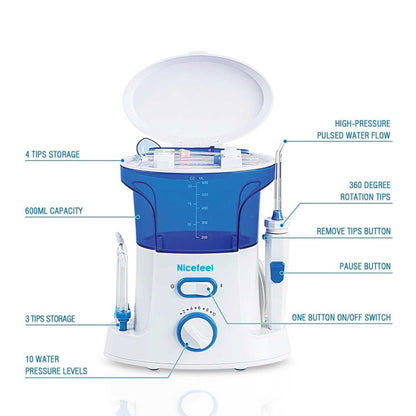 Electric dental water flosser by Hlpmedical, 600ml oral irrigator for effective teeth cleaning and gum health.