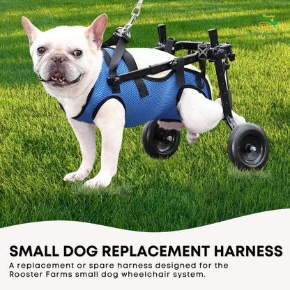 Hlpmedical Rooster Farms dog wheelchair harness for small dogs up to 10kg, adjustable replacement harness for pet mobility aid.
