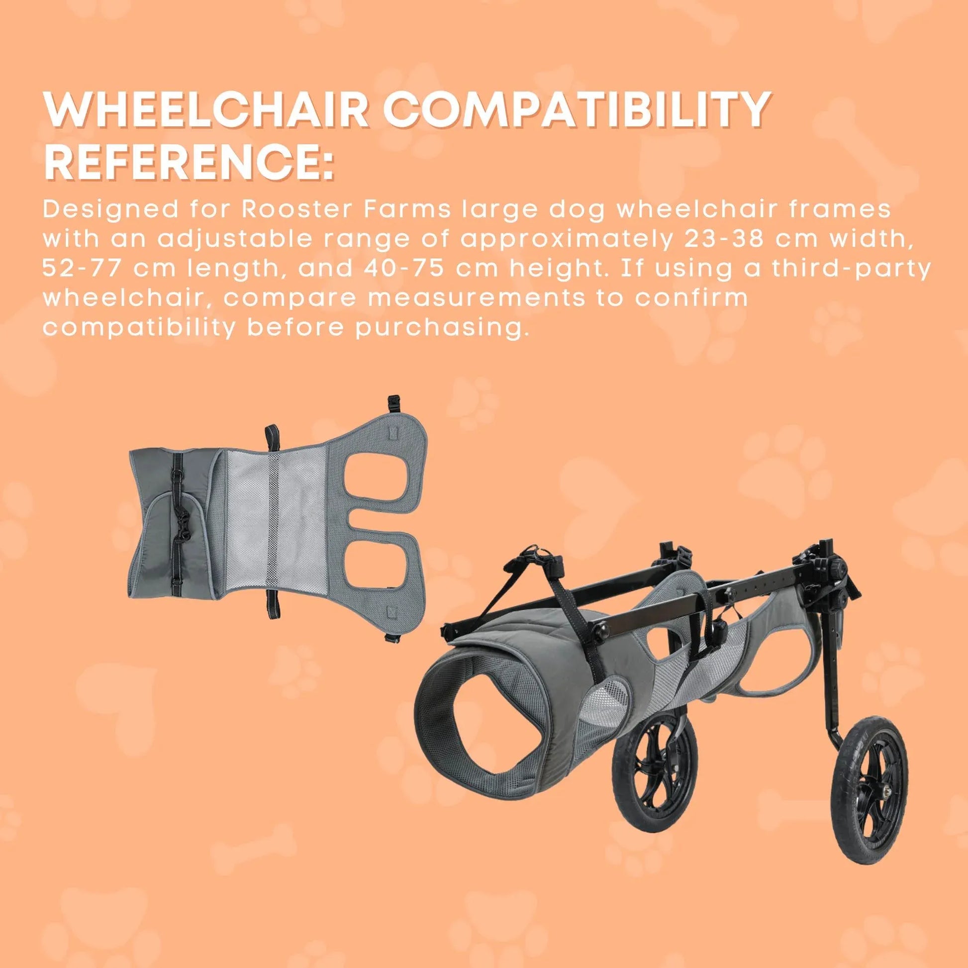 Hlpmedical Rooster Farms XL dog wheelchair harness for large dogs up to 45kg, adjustable pet care harness for mobility support